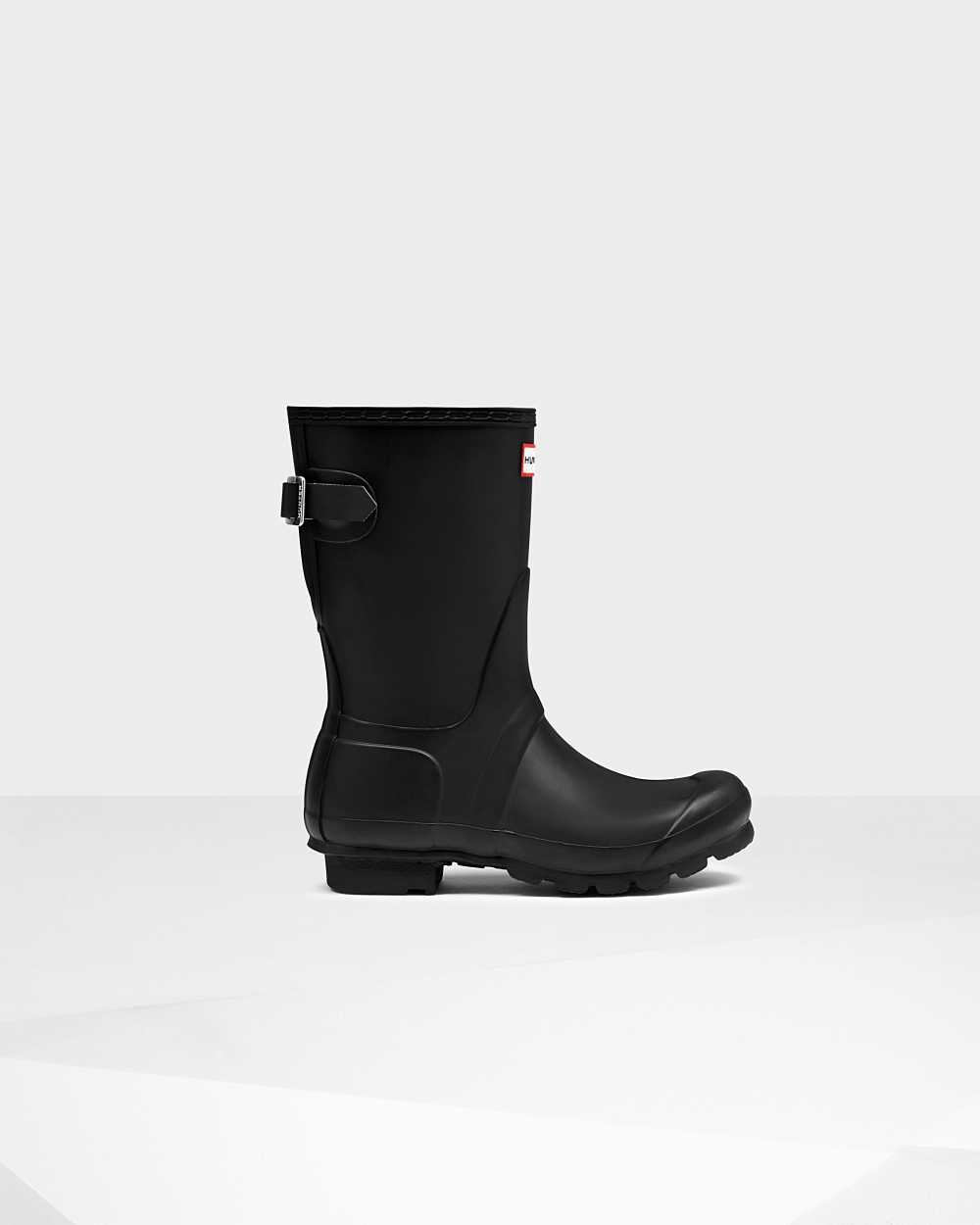 Womens Hunter Original Short Back Adjustable Rain Boots Black | PZLMVC-902